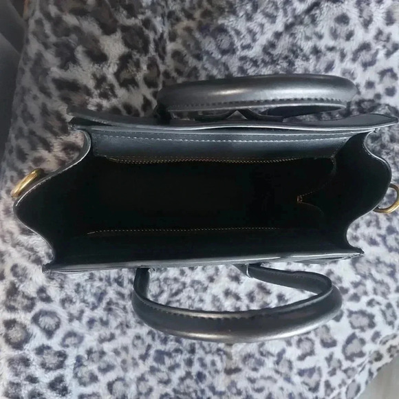 Black Leather Fashion Nano Satchel Bag with Antique Gold Hardware - NWOT - Picture 7 of 16